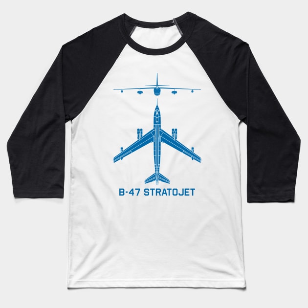 B-47 Stratojet Strategic Bomber Plane Silhouette Diagrams Gift Baseball T-Shirt by Battlefields